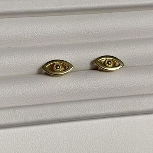 10K Yellow Gold Evil Eye Stud Earrings